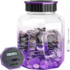 X-대형 저금통 LCD 카운터가 있는 Vcertcpl 디지털 코인 카운팅 뱅크 2.4L 용량 총 금액 표시된 그레이트