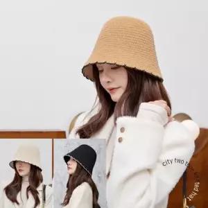 버킷 투톤 니트햇 니트 배색 시티 벙거지 3color 여성모자 벙거지모자 겨울모자 니트모자