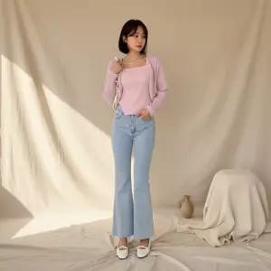 여성 니트 짜임 볼레로 가디건 세트 언발 나시 포함