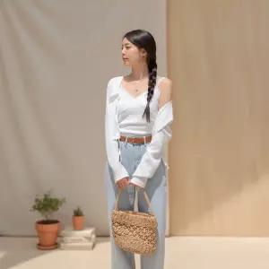 여성용 리본 레이스 나시 가디건 세트 셋업 상하세트