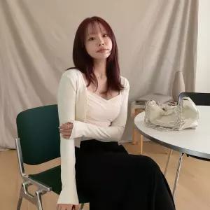 여성 프릴 쉬폰 끈나시 가디건 세트 셋업 상하세트