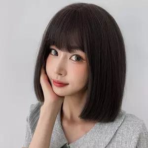 일자컷 단발머리 통가발(다크브라운) 여자가발 PCk5+2pZT