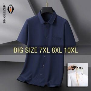 호환 남성 셔츠 반팔 여름 방수 오일 방지 방오 특대 6XL 7XL 8XL 10XL 플러스 사이즈 공식 캐주얼