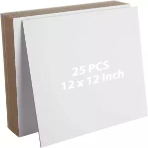 책 제본용 SHUESS 25매 12 x 12인치 북보드 2mm 두꺼운 화이트 칩보드 카드보드 시트 커버 상자 제작 뒷면