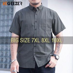 호환 남성 셔츠 격자 무늬 반팔 오버사이즈 6XL 7XL 8XL 10XL 플러스 사이즈 여름 정장 패션, 블랙 화이트 캐주얼 레드 레트로 드롭쉬핑