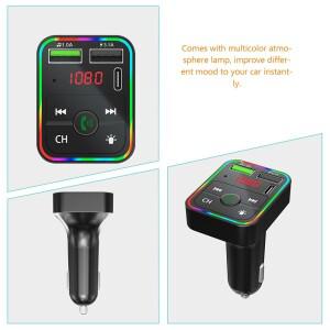 자동차 Mp3 플레이어 무선 송신기 듀얼 USB 충전기 멀티 컬러 분위기 조명 Fm 라디오 어댑터 차량용 키트