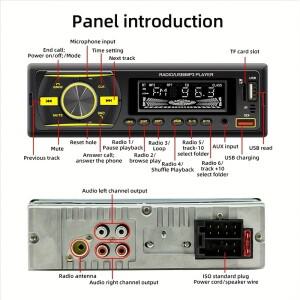 무선 핸즈프리 통화 음성 제어 FM 라디오 MP3 플레이어 USB AUX 포트 오디오 녹음  싱글 DIN 카 스테레오