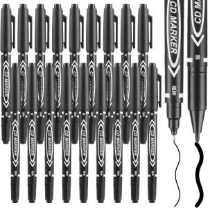 Sibba 20 PCS 듀얼 팁 블랙 드로잉 펜 0.5/1mm 볼드 앤 파인 페인트 마커 파인라이너 영구 성경 일기 쓰기