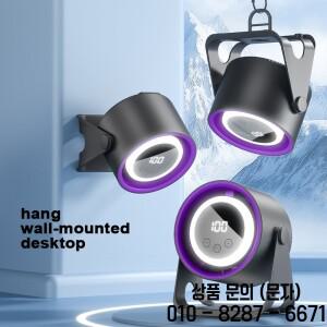 새로운 1800mAH 데스크탑 날개 없는 선풍기 USB 충전식 무드등 포함 저소음 터보 팬 속도 조절 에어쿨러