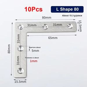 10개 40506080mm 앵글 브래킷 90 ° 직각 T형 L형 연결판 평면 패스너 스테인리스 스틸 코너