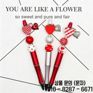 3D 하트 펜던트 볼펜 6PCS/10PCS 레드 및 실버 발렌타인 데이 테마 DIY 비즈 LOVE