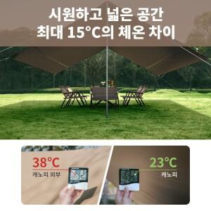 네이처하이크 캠핑 블랙 코팅 방수포 10-12인용 휴대용 UV 차단 햇빛 가리개 야외 대형 육각형 어닝