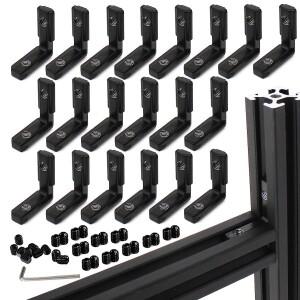 20pcs 검정색  시리즈 L 자형 내부 코너 커넥터 알루미늄 압출 용 나사가 조인트 브래킷