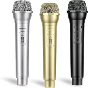 Facmogu 3 PCS 가짜 마이크 들을 위한 플라스틱 리얼리스틱 코스프레 노래방 의상 롤플레이 생일 축하 선물