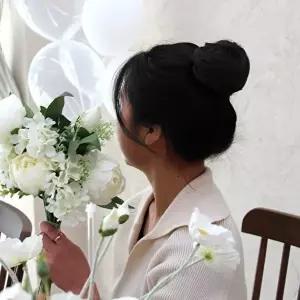 로우번 올림머리 똥머리 가발 블랙-WFNA2P0