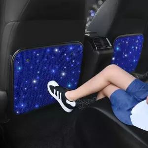 피라도르 블링 라인스톤 킥 매트 백 카시트 프로텍터 프리미엄 자동차 실내 장식 액세서리 크리스탈