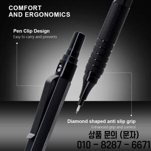 블랙/실버 금속 기계식 연필 세트 0.3 2.0mm 리드 자동 스케치 그림 쓰기 문구