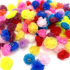 50/100pcs 레이스 애완 동물 강아지 머리 활 수제 헤어 액세서리 고무 밴드 용품 손질