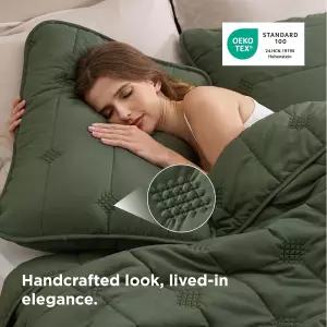 Bedsure 그린 침대 스프레드 퀸 사이즈 - 매우 부드러운 프리 워싱 클라우드 퀼트 세트 침구 여름 통기성