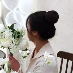 로우번 올림머리 똥머리 가발 자연갈색-WFNA2P5