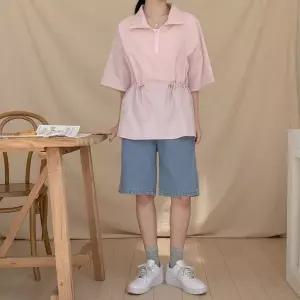 여성 하프집업 바람막이 클래식 폴라넥 스트링 반지