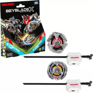 베이블레이드 X 트랜스포머 옵티머스 프라이멀 3-60F 대 스타스크림 3-80N 멀티팩 세트와 상의 2개와 런처