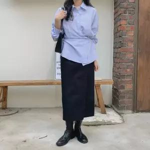 [옷자락]여성 카라 스트라이프 포인트 셔츠 남방 단가라_P423307462