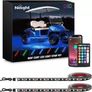 Nilight 2PCS 골프 카트 언더바디 조명 키트 RGB 멀티 모드 LED 네온 액센트 램프 APP 리모컨 사운드