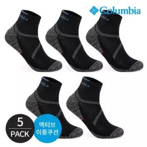 컬럼비아 남성 쿠션 발등조직 등산 발목양말 5P_BK