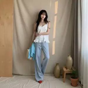 [옷자락]여성 러블리 프릴 레이스 브이넥 민소매 코튼 여름용_P423308726