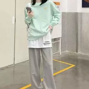 이쁘다요 레이어드 티셔츠 여자 요가 이너 남자 스타일 스커트 레깅스 페이크 레이어드티 템 WFL
