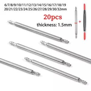 20pcs 시계 밴드 스트랩 스프링 핀 16/18/20/22/24mm 스테인레스 스틸 바 직경 금속 링크 수리 도구