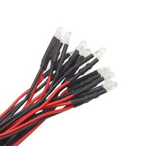 10개 3mm 5mm 3v 12v LED 라이트 빨간색 흰색 노란색 1/10 RC 크롤러 자동차 4 G63 Axial Scx10 D90 D110 Rgt Hsp Yikong