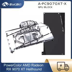 PowerColor AMD Radeon RX 9070 XT Hellhound 비디오 카드용 Bykski GPU 블록 풀 커버 PC 수냉 라디에이터