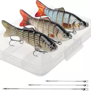 Realure 3Pcs 멀티 조인트 파이크 낚시 미끼 15cm 와이어 트레이스 3D 인공 세트 민물 소금물용 워블러가