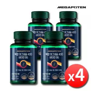 메가포텐 복합 마그네슘 400 비타민B6 x 4병 8개월분 고함량 산화마그네슘 글루콘산 젖산 눈떨림 보충제