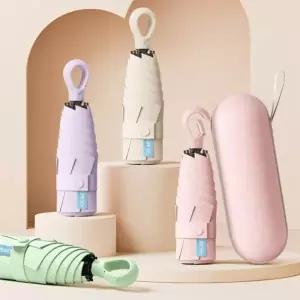 고리형 손잡이 수동 5단 미니 양우산 초경량 UV 차단