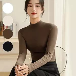 기모 목티 여자 이너 레이어드 스판 폴라티 티셔츠