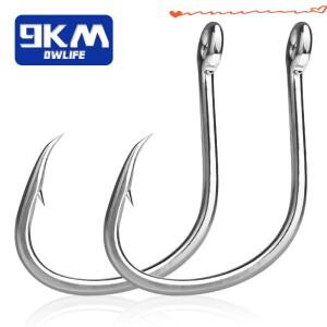 9KM 낚시 후크 바닷물 라이브 미끼 25~100Pcs 원형 메기 넓은 간격 비오프셋 문어 바브