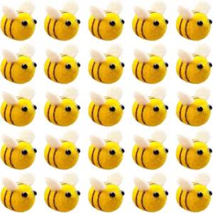 액셀레아 25Pcs 울 펠트 귀여운 꿀벌 공예 공 완벽한 룸 샤워 선물 장식 또는 의류 액세서리