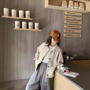 여친 봄 캐주얼 체크 코트 상의 인기 칼라 PU피복 SPO마켓1
