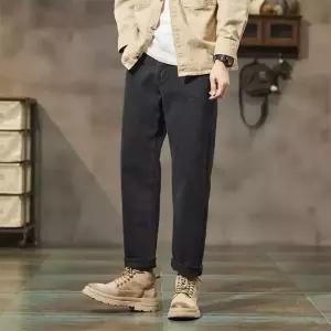 남성 트렌디 아이템 청바지 배기핏 블랙 그레이 워싱 데님 빈티지 바지 트렌드 9부 배기 HT1