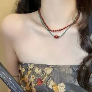 선물 자연석 목걸이 심플 비즈 악세사리 여름 레이어드 네크리스 팔찌 초커