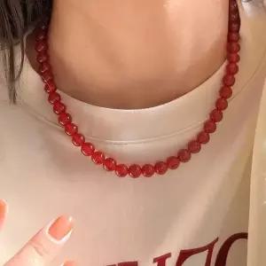 비즈 쓰러담아 레드 볼 목걸이 오닉스 원석 네크리스