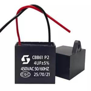 2PCS CBB61 범용 레인지 후드 팬 모터 시동 커패시터 4uF 450V 50/60Hz 배기 및 천장 와이어 포함