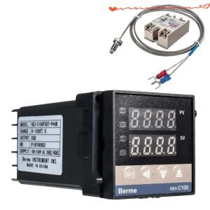 REX-C100 0~1300도 110V~240V 온도 프로브 알람 디지털 PID 컨트롤러 키트 (K 타입 센서 포함)