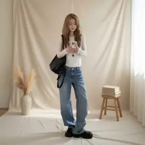 여성 데일리 빈티지 워싱 와이드핏 청바이 Y2K 구제