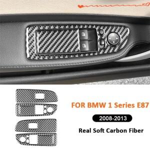 탄소 섬유 자동차 인테리어 파워 윈도우 리프터 스위치 버튼 패널 프레임 장식 스티커 BMW 1 시리즈 E87 20