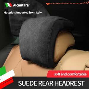 Alcantara 스웨이드 범용 자동차 뒷좌석 헤드레스트 조절 가능한 목 보호 머리 받침 베개