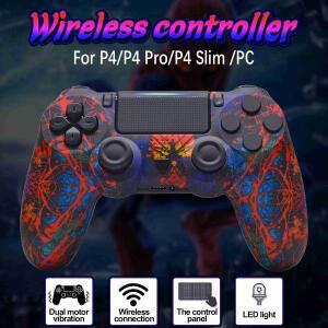 PS4 호환 게임 컨트롤러용 호환/P4 Pro/P4 Slim/PC 게임패드 2포인트 터치 클릭 6축/진동/터치패드 지원 빨